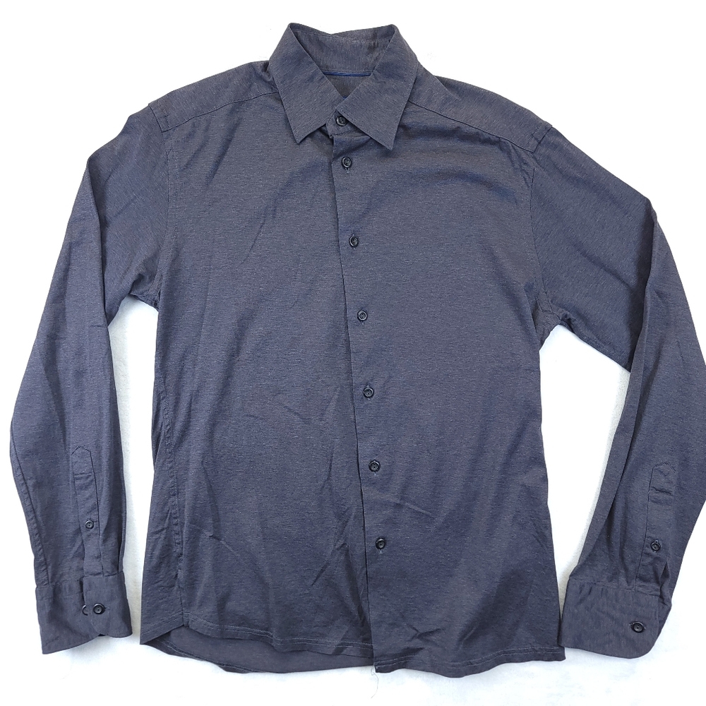 Eton Dress Shirt Dark Gray Tailored to Fit Women Cotton Size Medium Long Sleeve